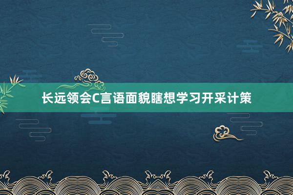 长远领会C言语面貌瞎想学习开采计策